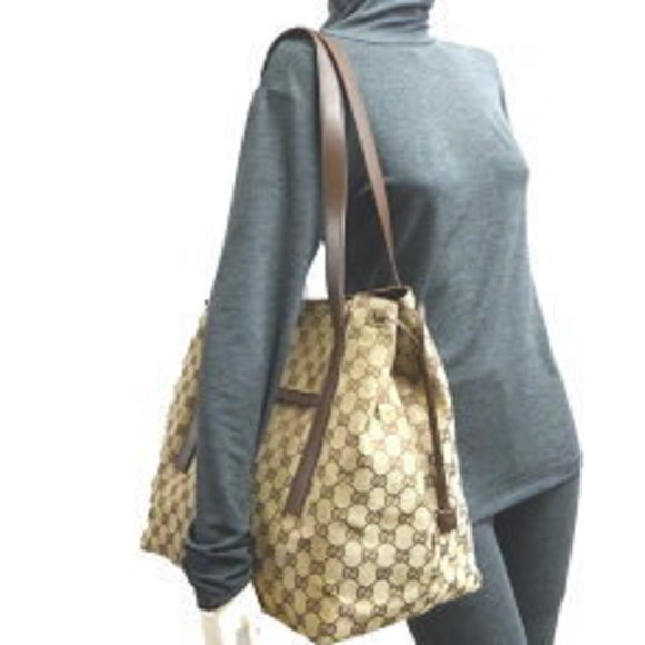 Gucci GG Shoulder Bag Tote Canvas Beige - Picture 9 of 9
